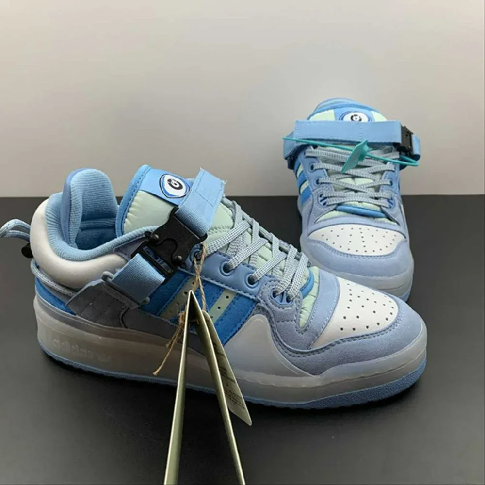 adidas Forum Buckle Low Bad Bunny Blue Tint Mens Sneakers - Picture 7 of 15